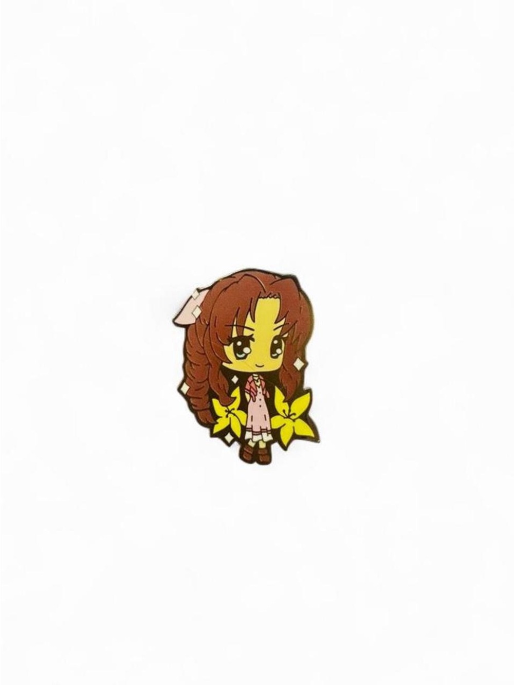Final Fantasy VII Aerith Gainsborough Enamel Pin Gold Tone Butterfly Anime Pin